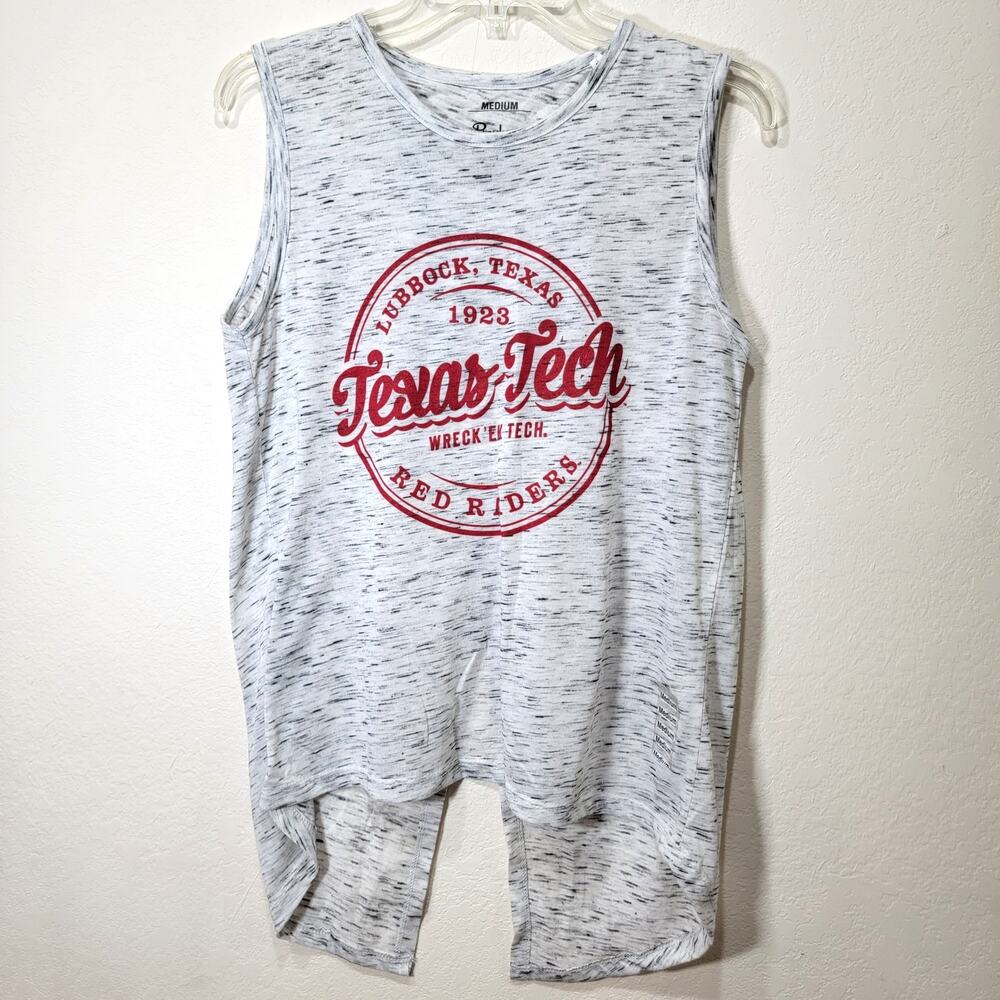 Texas Tech Tank Medium Split Back Layer Heather Gray College Football New NWOT